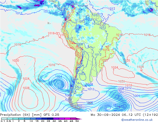 Z500/Rain (+SLP)/Z850 GFS 0.25 Seg 30.09.2024 12 UTC