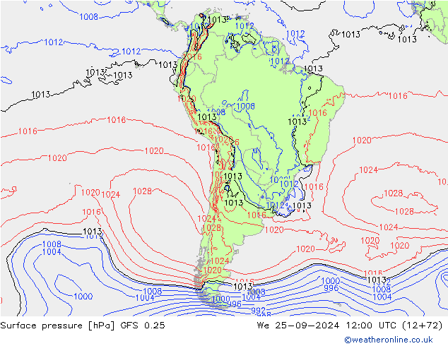 GFS 0.25: wo 25.09.2024 12 UTC