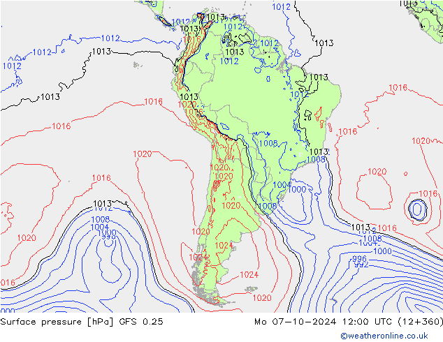 GFS 0.25: ma 07.10.2024 12 UTC