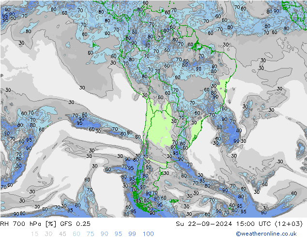 RH 700 hPa GFS 0.25 Su 22.09.2024 15 UTC