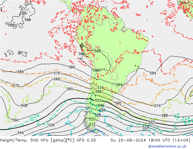 Z500/Yağmur (+YB)/Z850 GFS 0.25 Paz 22.09.2024 18 UTC