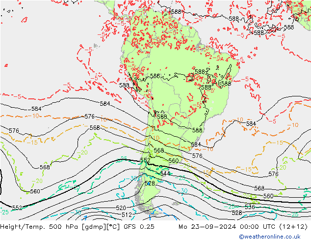 Z500/Rain (+SLP)/Z850 GFS 0.25  23.09.2024 00 UTC