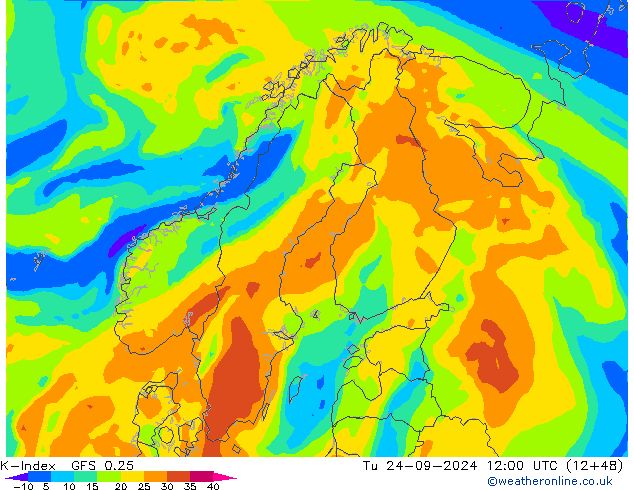 K-İndeksi GFS 0.25 Sa 24.09.2024 12 UTC