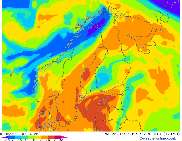 K-Index GFS 0.25 Mi 25.09.2024 00 UTC