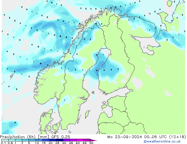 Z500/Rain (+SLP)/Z850 GFS 0.25 Mo 23.09.2024 06 UTC