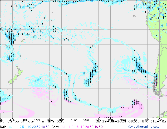 Regen/Sneeuwval GFS 0.25 zo 29.09.2024 06 UTC