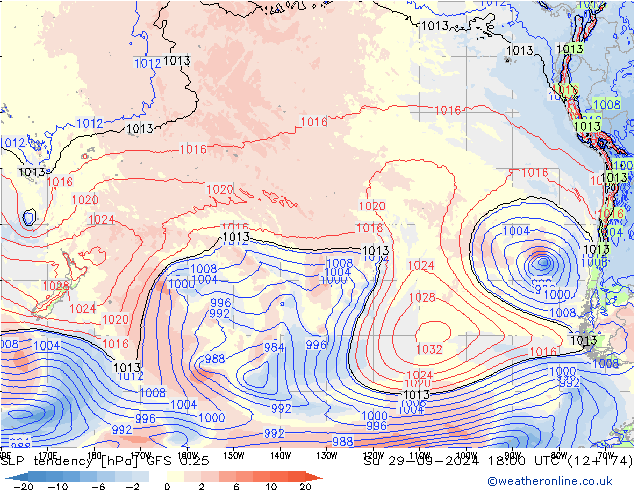 SLP tendency GFS 0.25 Su 29.09.2024 18 UTC