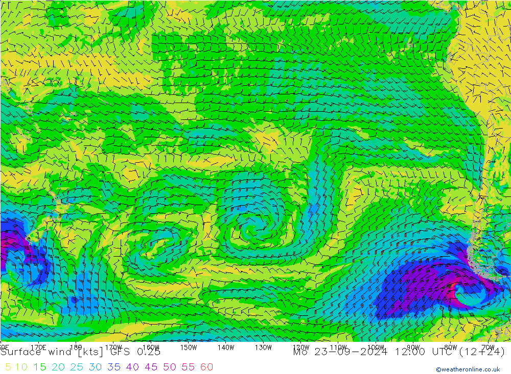 Bodenwind GFS 0.25 Mo 23.09.2024 12 UTC