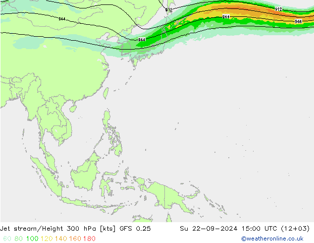 Jet stream GFS 0.25 Dom 22.09.2024 15 UTC