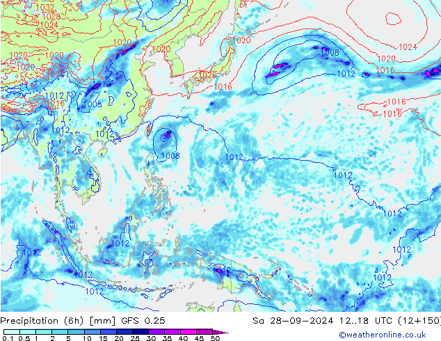 Z500/Rain (+SLP)/Z850 GFS 0.25 Sa 28.09.2024 18 UTC