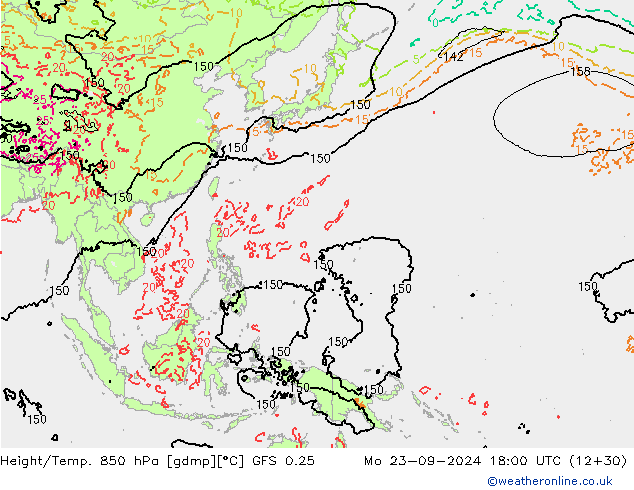 Z500/Rain (+SLP)/Z850 GFS 0.25 Mo 23.09.2024 18 UTC