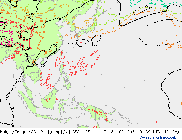 Z500/Rain (+SLP)/Z850 GFS 0.25 Di 24.09.2024 00 UTC