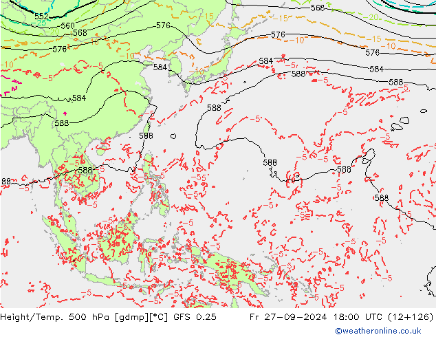 Z500/Regen(+SLP)/Z850 GFS 0.25 vr 27.09.2024 18 UTC