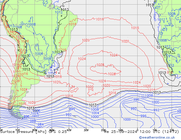 GFS 0.25: St 25.09.2024 12 UTC