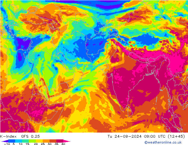 K-Index GFS 0.25 Út 24.09.2024 09 UTC