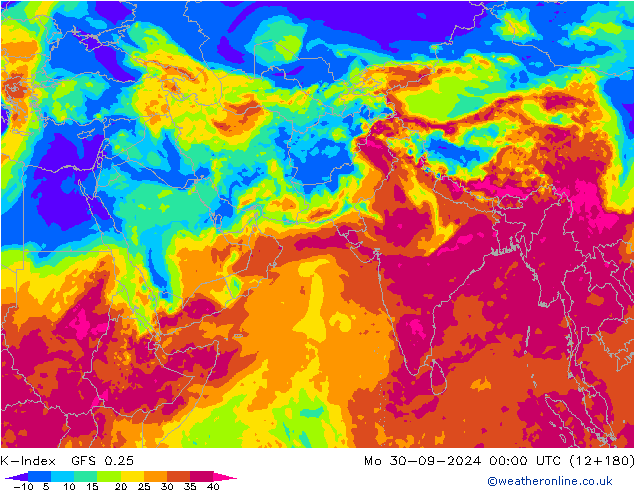 K-Index GFS 0.25 lun 30.09.2024 00 UTC