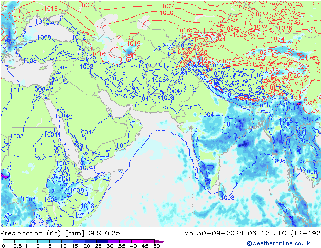 Z500/Rain (+SLP)/Z850 GFS 0.25 pon. 30.09.2024 12 UTC