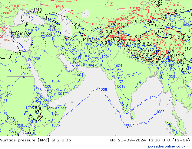 GFS 0.25: pon. 23.09.2024 12 UTC