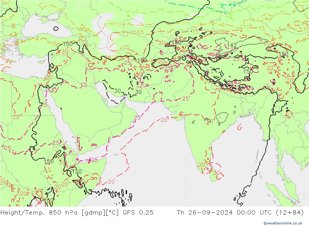 Z500/Rain (+SLP)/Z850 GFS 0.25 gio 26.09.2024 00 UTC