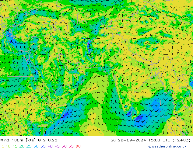 Wind 100m GFS 0.25 Su 22.09.2024 15 UTC