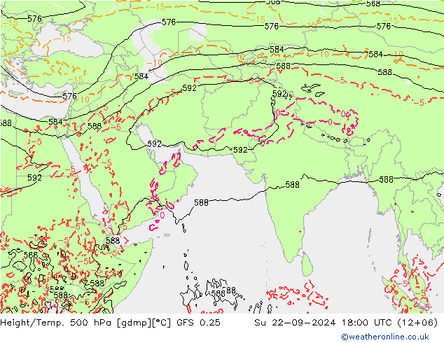 Z500/Rain (+SLP)/Z850 GFS 0.25 星期日 22.09.2024 18 UTC