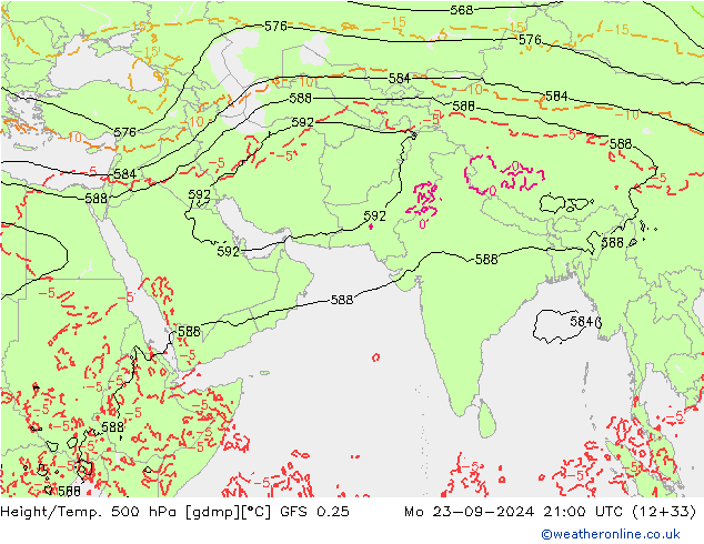 Z500/Rain (+SLP)/Z850 GFS 0.25 lun 23.09.2024 21 UTC