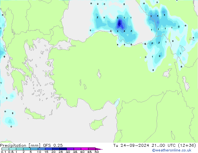 Précipitation GFS 0.25 mar 24.09.2024 00 UTC