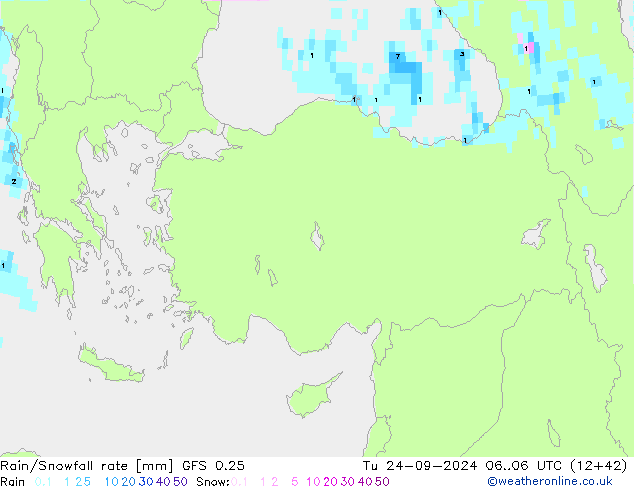 Kar/Yağmur Oranı GFS 0.25 Sa 24.09.2024 06 UTC