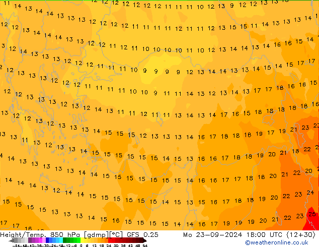 Z500/Rain (+SLP)/Z850 GFS 0.25 lun 23.09.2024 18 UTC