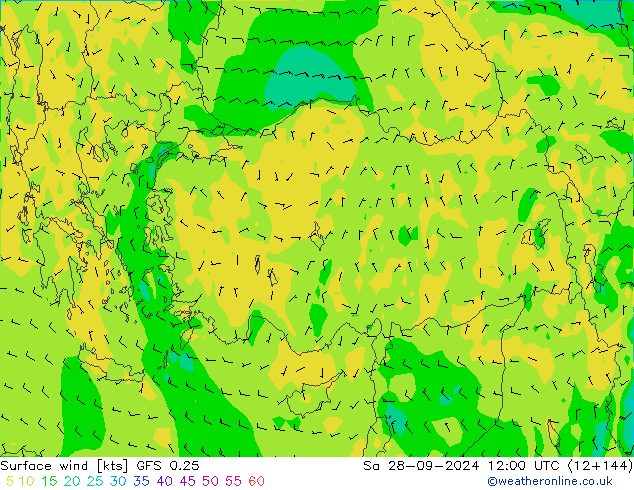 Surface wind GFS 0.25 Sa 28.09.2024 12 UTC