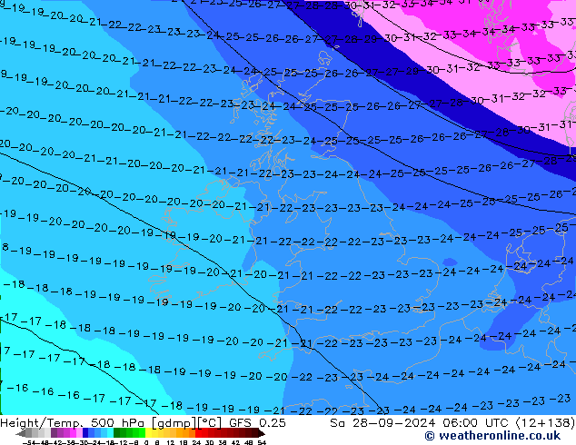 Z500/Rain (+SLP)/Z850 GFS 0.25 Sa 28.09.2024 06 UTC