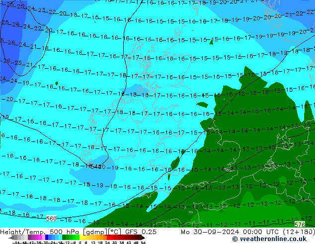 Z500/Rain (+SLP)/Z850 GFS 0.25 Mo 30.09.2024 00 UTC