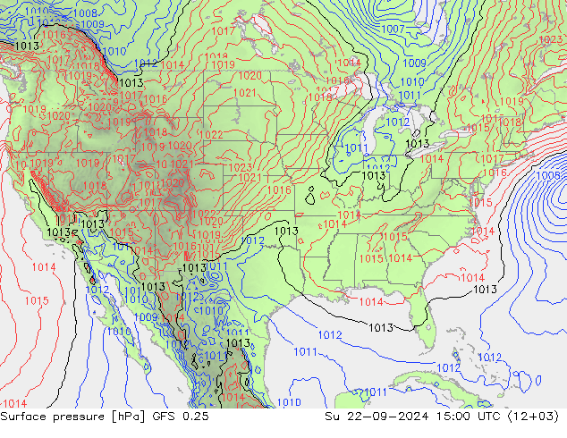 Yer basıncı GFS 0.25 Paz 22.09.2024 15 UTC