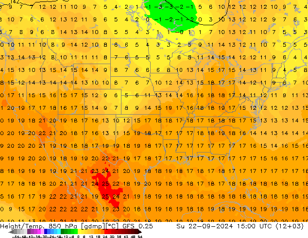 Z500/Rain (+SLP)/Z850 GFS 0.25 Dom 22.09.2024 15 UTC