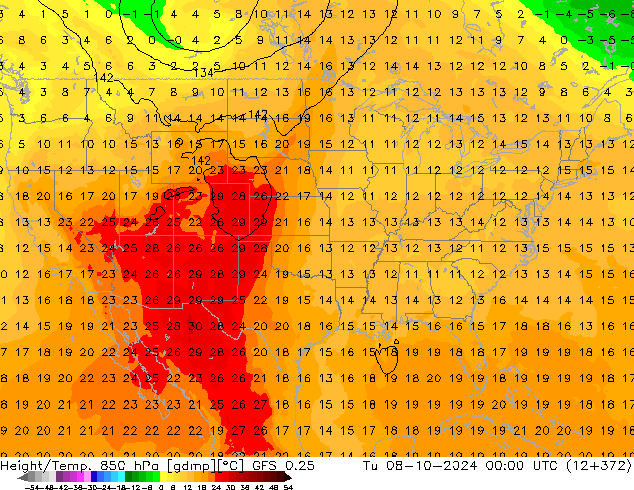 Z500/Regen(+SLP)/Z850 GFS 0.25 di 08.10.2024 00 UTC