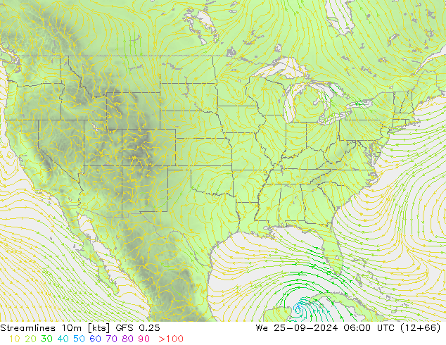 Rüzgar 10m GFS 0.25 Çar 25.09.2024 06 UTC