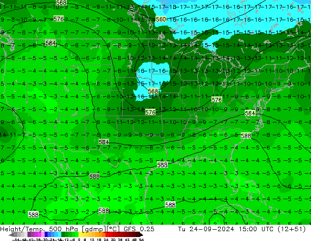 Z500/Rain (+SLP)/Z850 GFS 0.25 Tu 24.09.2024 15 UTC