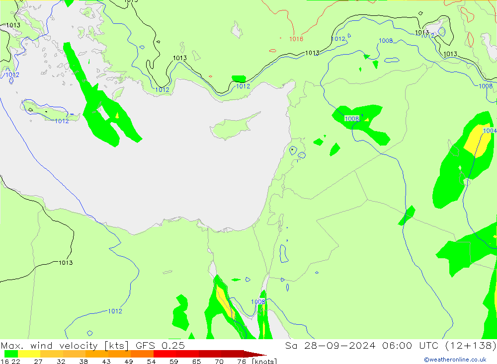 Max. wind snelheid GFS 0.25 za 28.09.2024 06 UTC