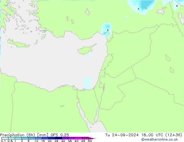 осадки (6h) GFS 0.25 вт 24.09.2024 00 UTC