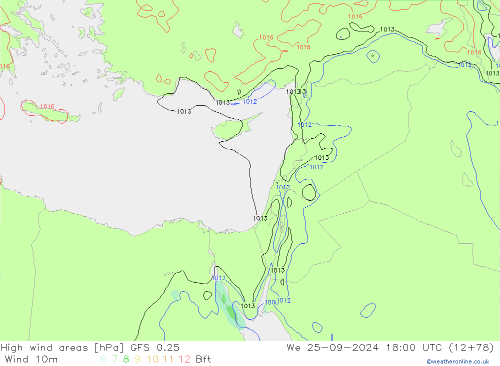 High wind areas GFS 0.25 ср 25.09.2024 18 UTC