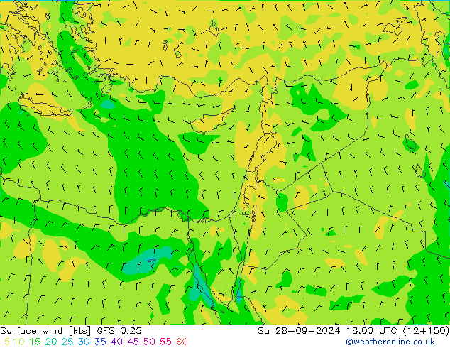 ветер 10 m GFS 0.25 сб 28.09.2024 18 UTC