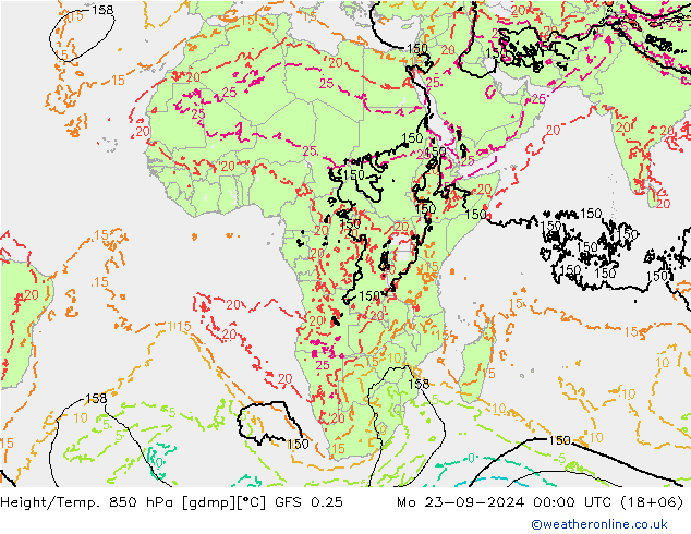 Z500/Rain (+SLP)/Z850 GFS 0.25 lun 23.09.2024 00 UTC