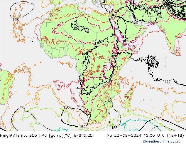 Z500/Rain (+SLP)/Z850 GFS 0.25 pon. 23.09.2024 12 UTC