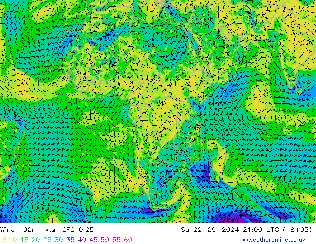 Wind 100m GFS 0.25 Ne 22.09.2024 21 UTC