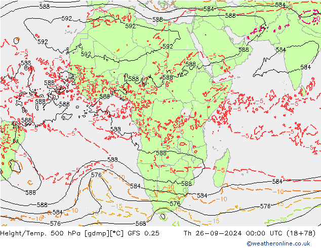 Z500/Rain (+SLP)/Z850 GFS 0.25 Čt 26.09.2024 00 UTC