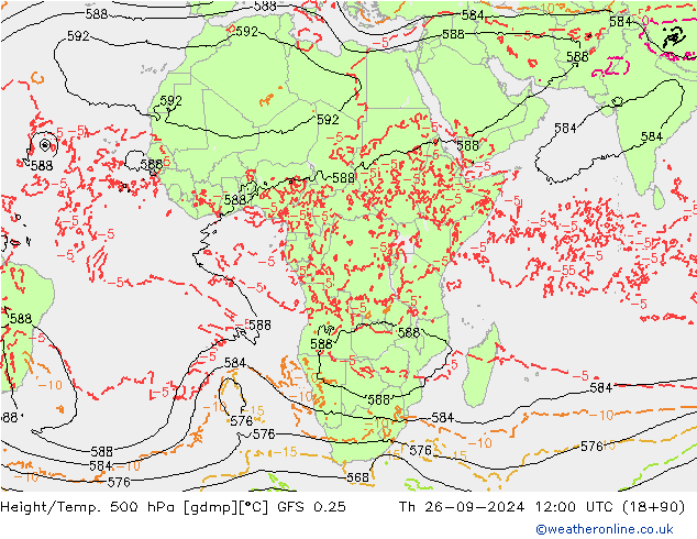 Z500/Rain (+SLP)/Z850 GFS 0.25 gio 26.09.2024 12 UTC