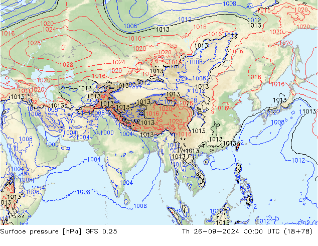 приземное давление GFS 0.25 чт 26.09.2024 00 UTC