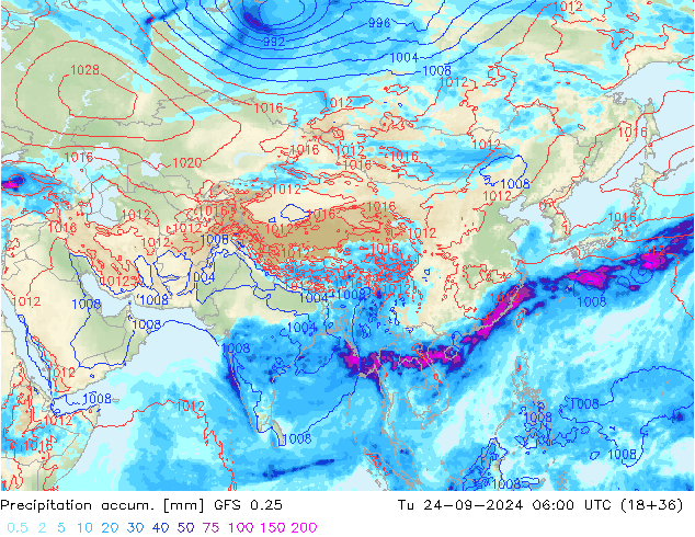 Precipitación acum. GFS 0.25 mar 24.09.2024 06 UTC