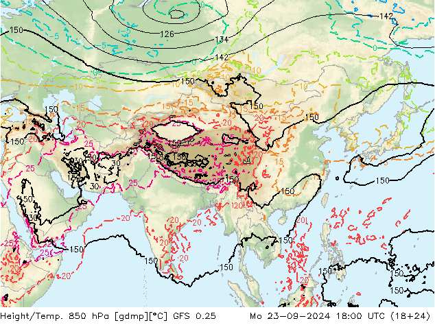 Z500/Regen(+SLP)/Z850 GFS 0.25 ma 23.09.2024 18 UTC