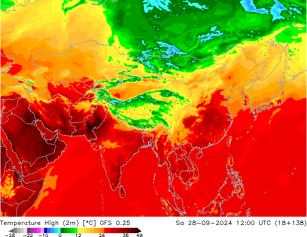 Max.  (2m) GFS 0.25  28.09.2024 12 UTC